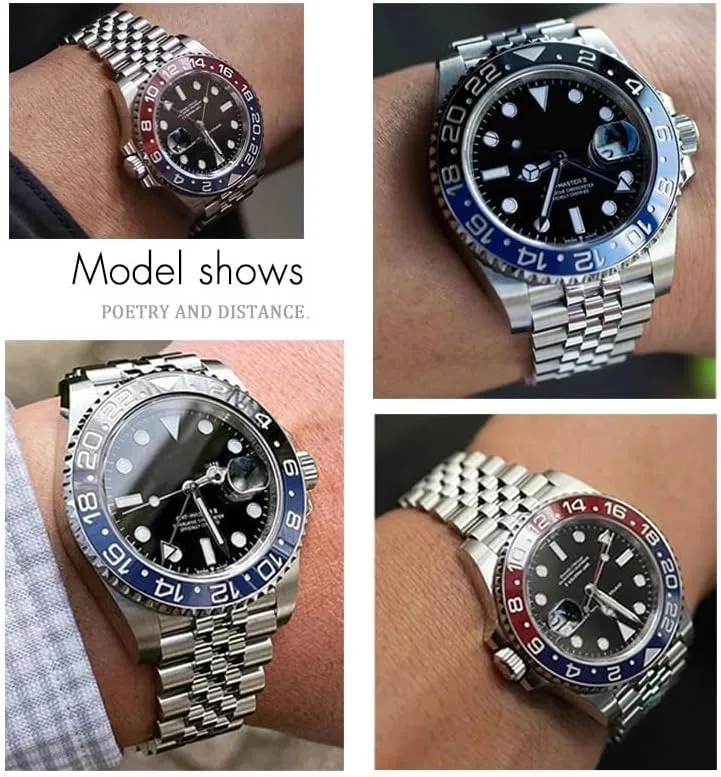 Stainless Steel Watchband For Rolex GMT Master II Wrist Watch Band Bracelet Jubilee carcass with Oyster Clasp 20mm 904L Solid 