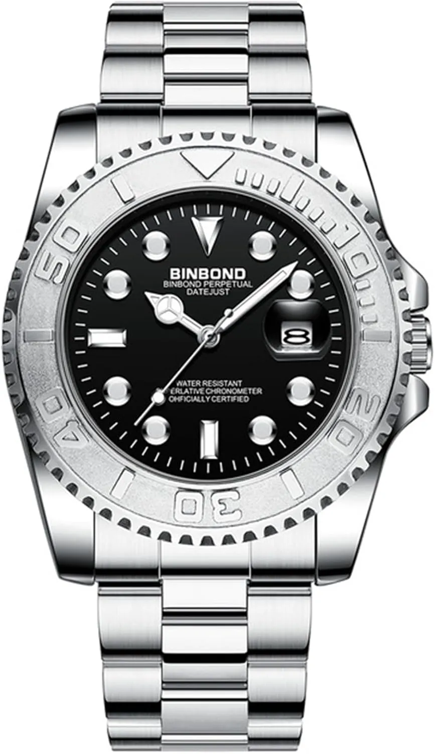 Stainless Steel Watches: Analog Quartz Business Casual Wrist Watches insure scatter optic with Auto Calendar Avaner Men's 