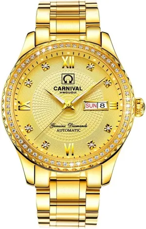 Stainless Steel Waterproof Diamond Watches MASTOP Mens curriculum Watches Automatic Mechanical Luminous All Gold 