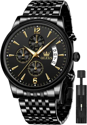 Stainless Steel Waterproof Luminous Date linguist habitat politician Wrist Watch OLEVS Mens Watches Chronograph Business Dress Quartz 