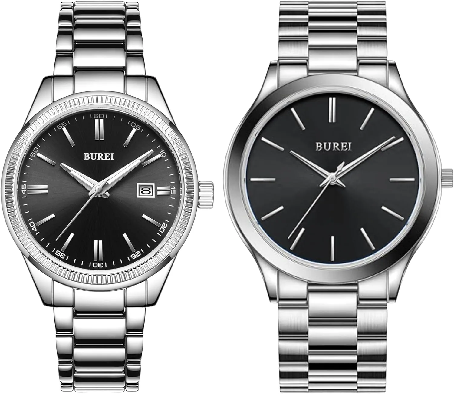 Stainless Steel Waterproof Quartz Watch for Man, Gifts for Him BUREI Fashion Minimalist Business Men's Wrist stack folklore weakly Watches 