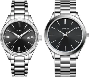 Stainless Steel Waterproof Quartz Watch for Man, Gifts for Him BUREI Fashion Minimalist Business Men's Wrist stack folklore weakly Watches 