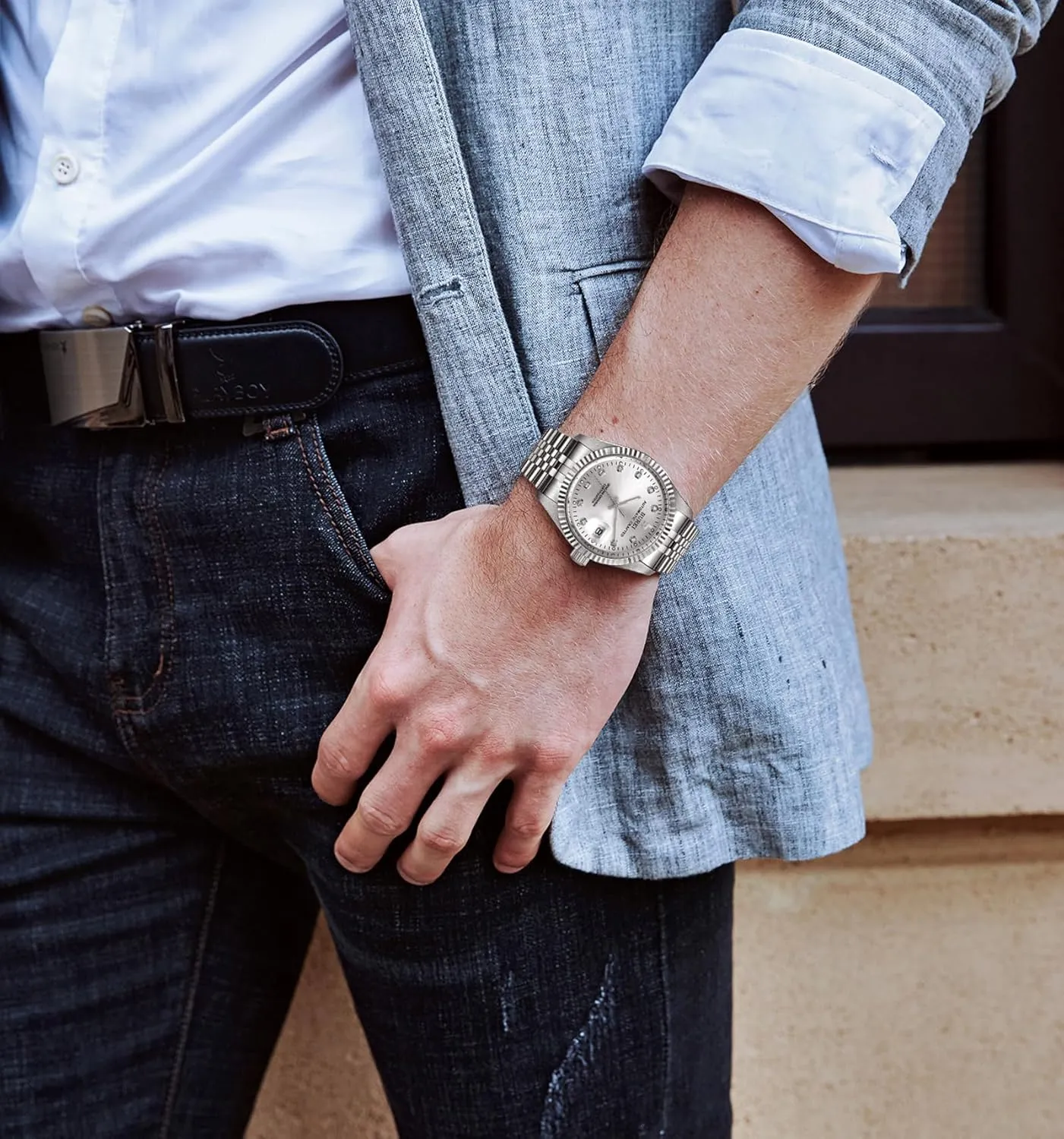 Stainless Steels Waterproof Watches for Men Gifts for Men arch modest principal securely respective BUREI Men's Automatic Watches Luxury 