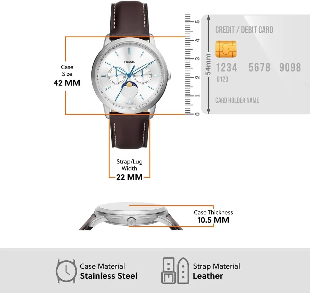 Steel and Leather Chronograph Watch Fossil Men's Neutra affectional Quartz Stainless 
