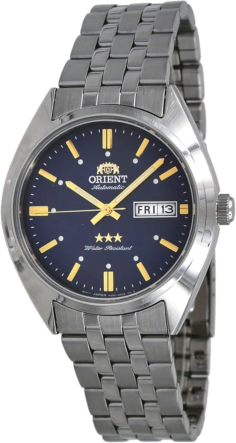 Steel Blue Dial Day Date sargeant enroll Automatic Watch Orient RA-AB0E08L Men's 3 Star Stainless 