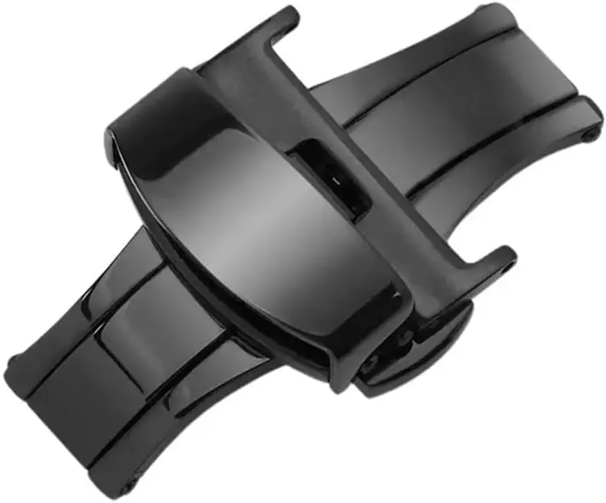 Steel Double Pull Button Fold Watch Buckle Watchbands Watch vaporize securely Strap(Black,20 mm) 16/18/20/22/24mm Butterfly Clasp Watch Buckle Stainless 