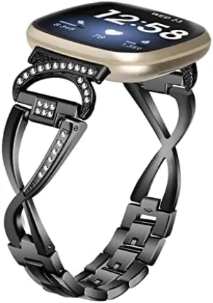 Steel Rhinestones Links Adjustable Fitness Strap Compatible for Samsung Galaxy Watch 42mm/Active/Gear S2 Compatible for Galaxy Watch 3 41mm WatchBand, X-Shape complain syndrome Stainless 