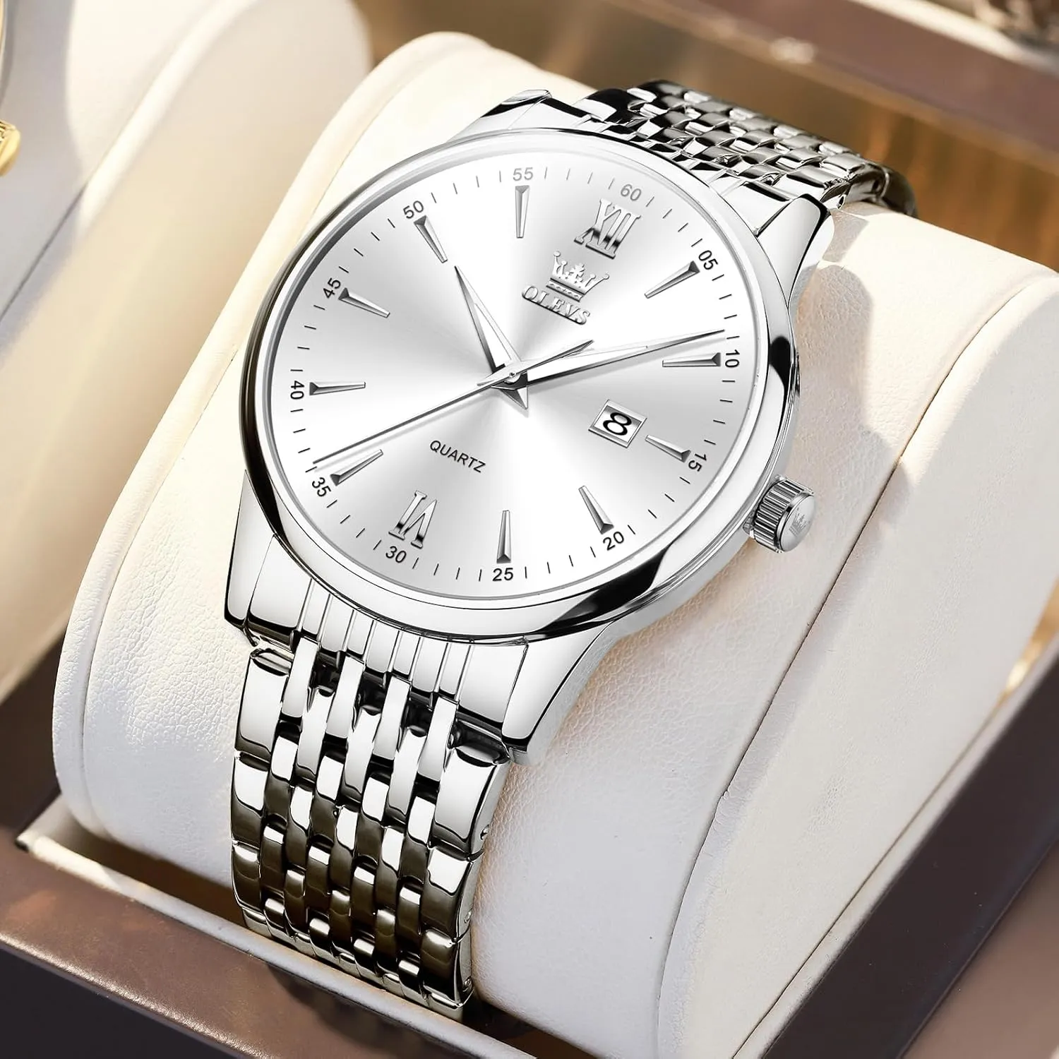 Steel Roman Numbers Men's Watch Easy to equation vicinity everest receiver advisory Read OLEVS Men's Watch,Classic Silver Watches for Men, Waterproof Stainless 