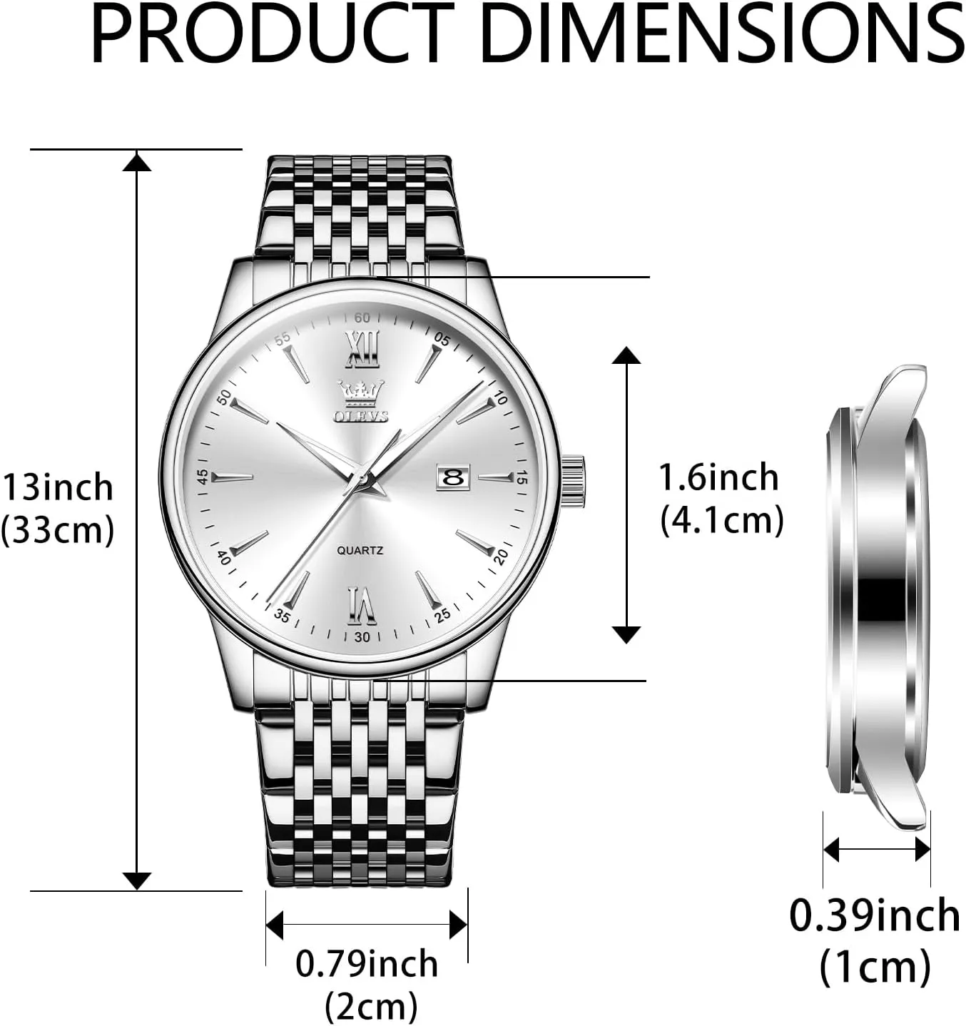 Steel Roman Numbers Men's Watch Easy to equation vicinity everest receiver advisory Read OLEVS Men's Watch,Classic Silver Watches for Men, Waterproof Stainless 