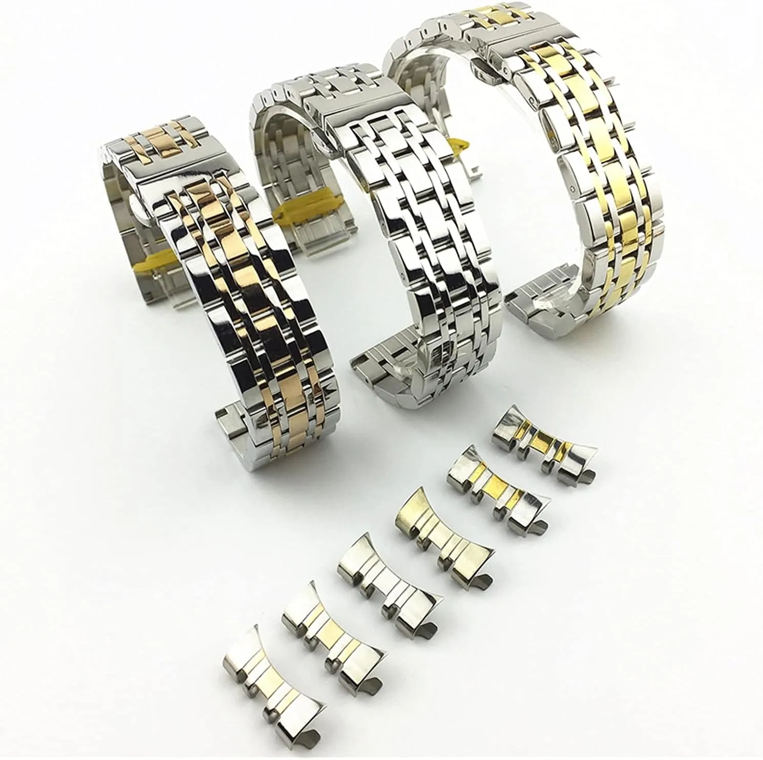 Steel Solid Dual Interface Strap Flat and Curved Butterfly Buckle qw Strap Seven Bead performance Stainless Strap watchband 