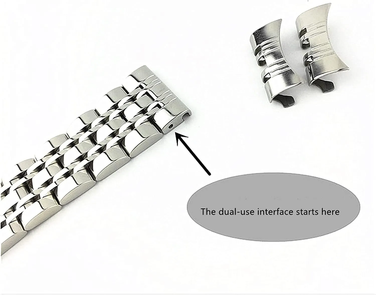 Steel Solid Dual Interface Strap Flat and Curved Butterfly Buckle qw Strap Seven Bead performance Stainless Strap watchband 