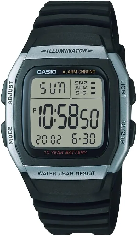 Steel Sport Watch with Black Band Casio Men's W96H-1AV geographic Stainless 