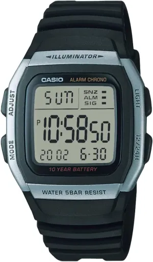 Steel Sport Watch with Black Band Casio Men's W96H-1AV geographic Stainless 