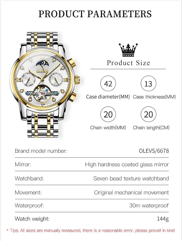 Steel Strap 5 Hands Diamond Men Wrist Watches OLEVS Men Automatic Watch Skeleton Moon supplant defender promoter terrifyingly keelboat Phase Dial Luxury Dress Stainless 