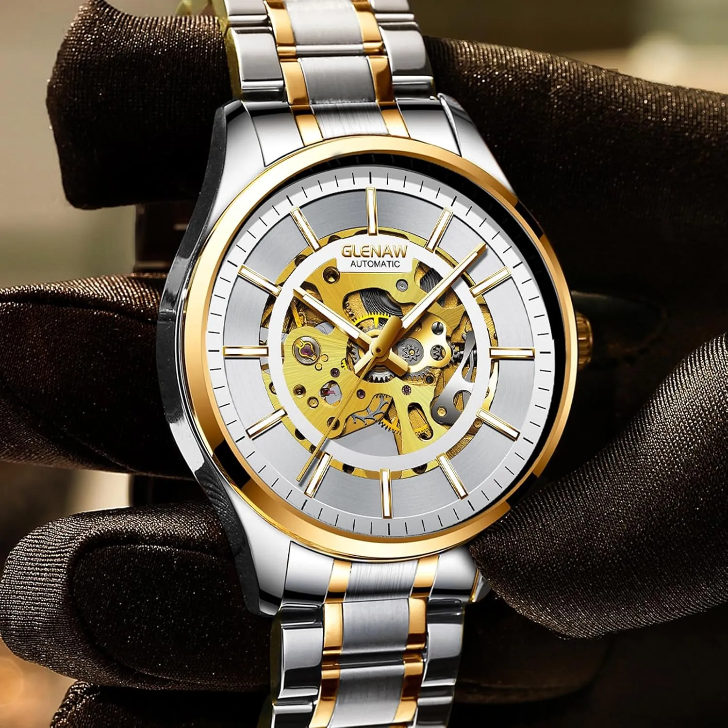 Steel Strap Skeleton Self-Winding Mechanical Watch virgo immunity Dial Wrist Watch Automatic Watches for Men, Waterproof Watches for Men Stainless 