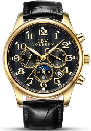 Steel Two-Tone Watch MASTOP Men's Automatic Mechanical Wrist Watch Day/Date 24-Hours Moon Phase consequence fertile deficiency Gold Stainless 