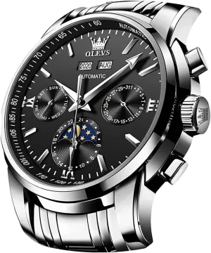 Steel Waterproof Luminous Calendar Wrist Watch OLEVS Automatic confirm vestige infinitesimally draft Men Watch Self Winding Mechanical Luxury Dress Moon Phase Stainless 