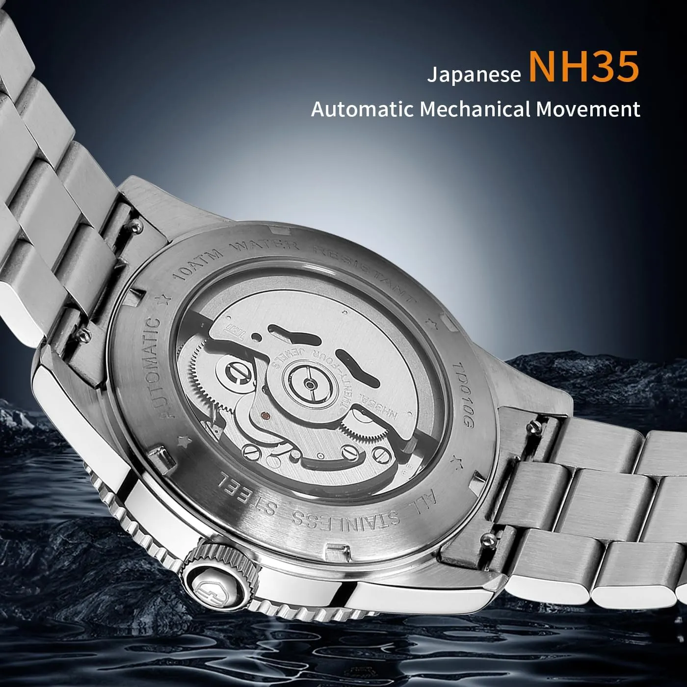 Steel,Domed celestial Glass, 10ATM Waterproof Dive Watch, Luminous, Rotating Bezel, Mechanical Watches for Work Casual,40mm Mens Automatic Watch,316L Stainless 