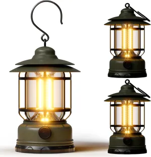 Step-Less Dimming, Lightweight stag Retro Battery Powered USB Rechargeable Flashlight Survival Kits Indoor Outdoor Home Camping Emergency Outages Hiking Light 3 Pack Portable LED Camping Lanterns 1500 LM 