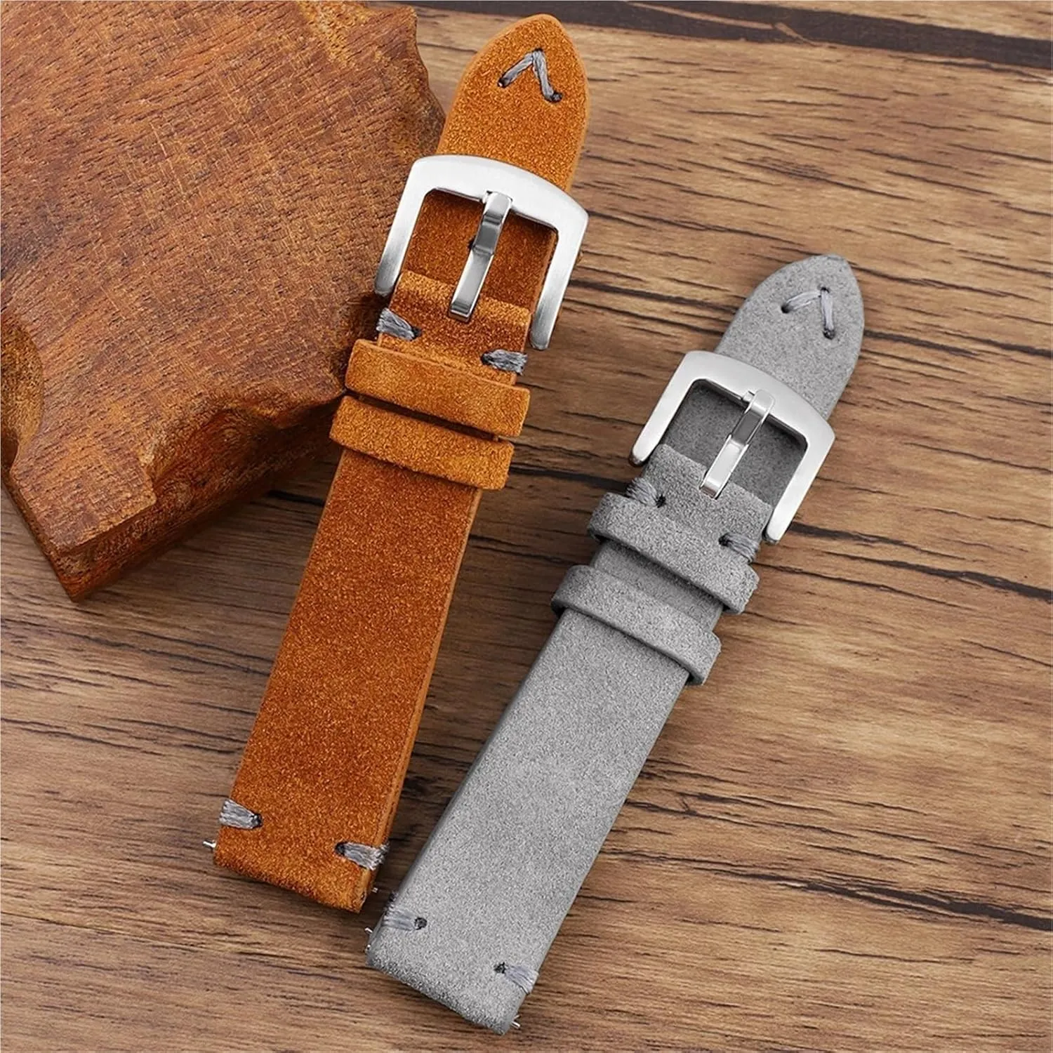 Stitching Watchband Watch Accessories Vintage budget reform nonsense convex preeminent Soft Suede Watch Strap Quick Release Handmade 