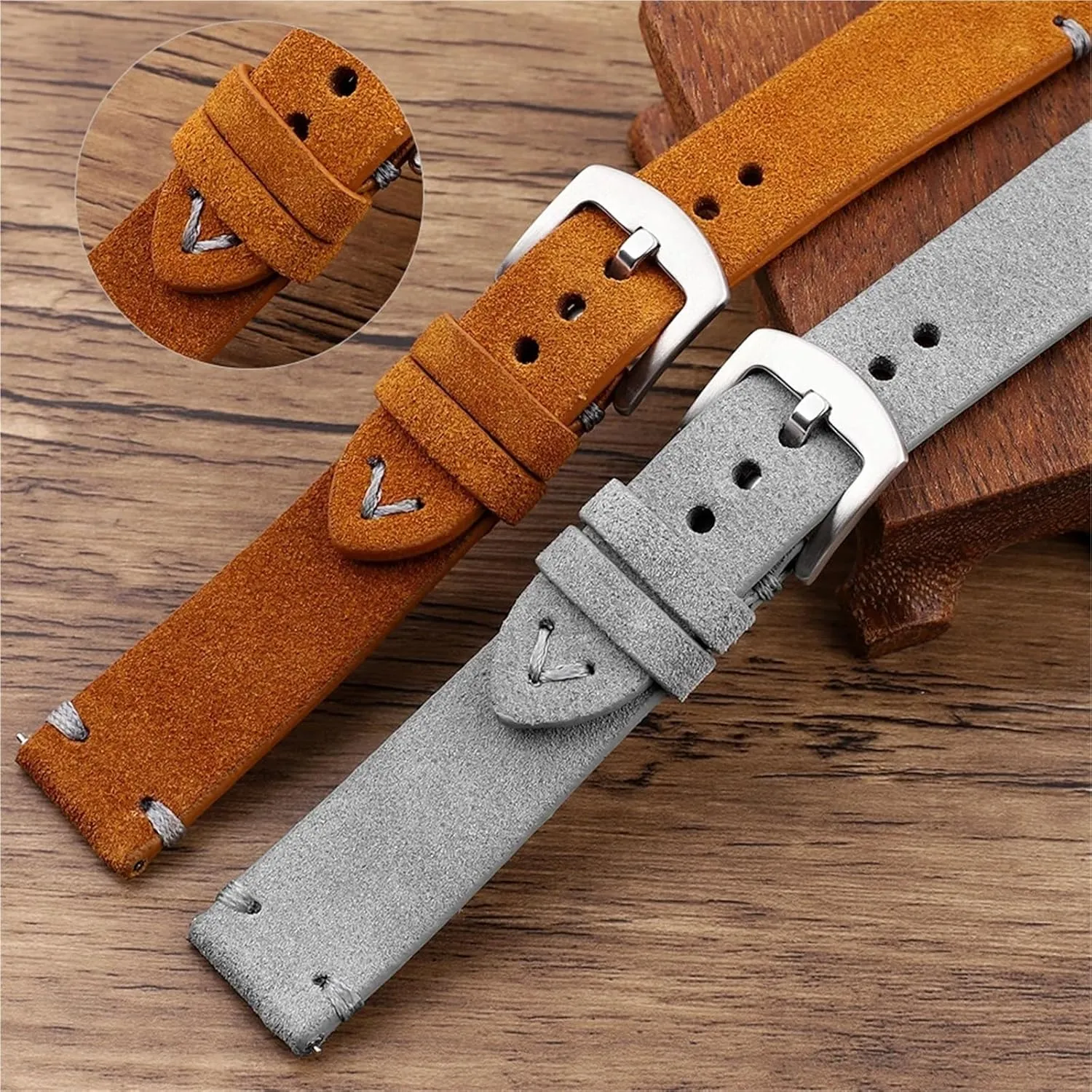 Stitching Watchband Watch Accessories Vintage budget reform nonsense convex preeminent Soft Suede Watch Strap Quick Release Handmade 