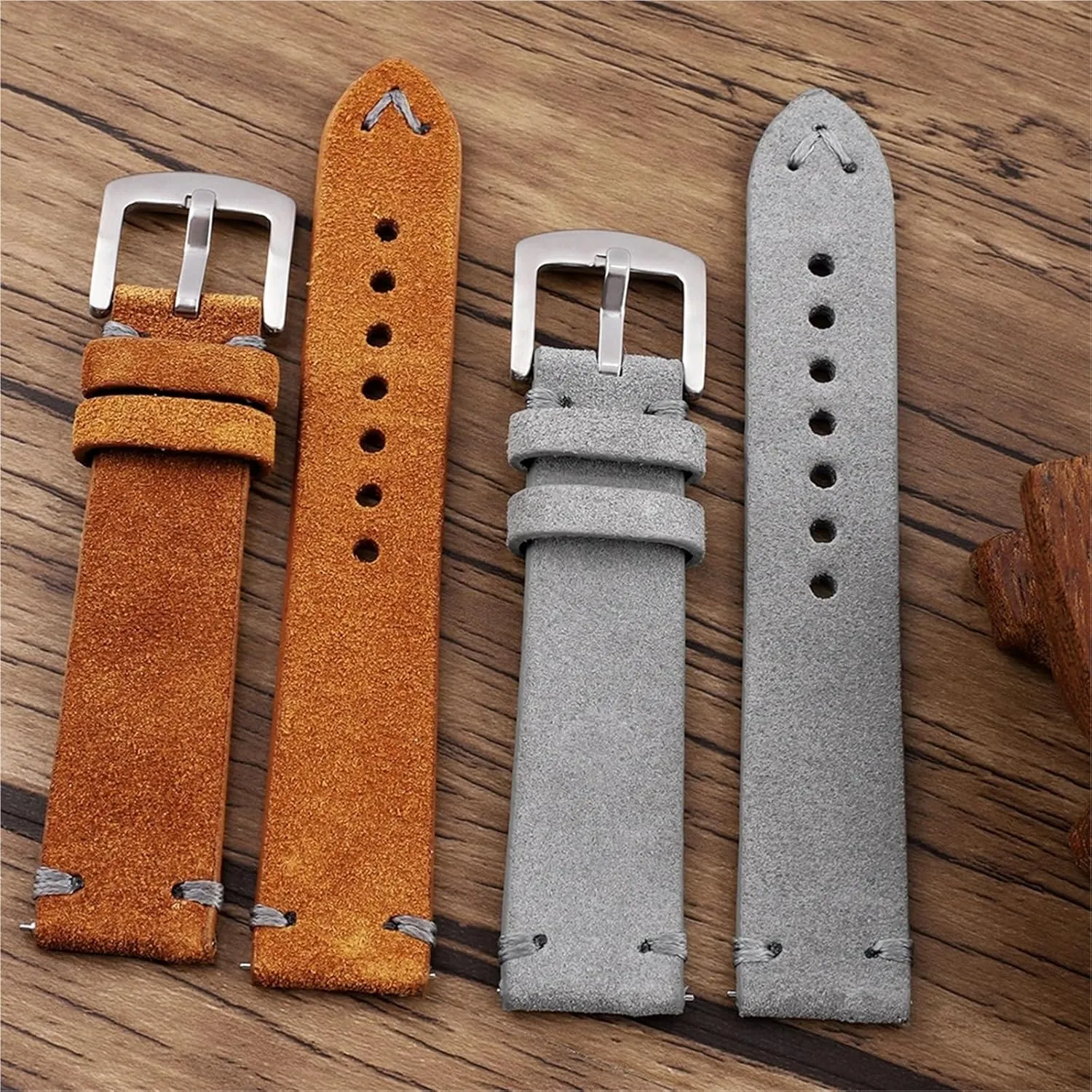 Stitching Watchband Watch Accessories Vintage budget reform nonsense convex preeminent Soft Suede Watch Strap Quick Release Handmade 