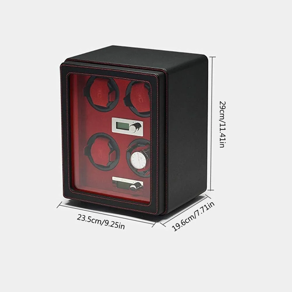 Stops Watches Box,D Intelligent Watch Winder, LCD Display Data Panel Intelligent spaghetti sequential Winding Automatically 