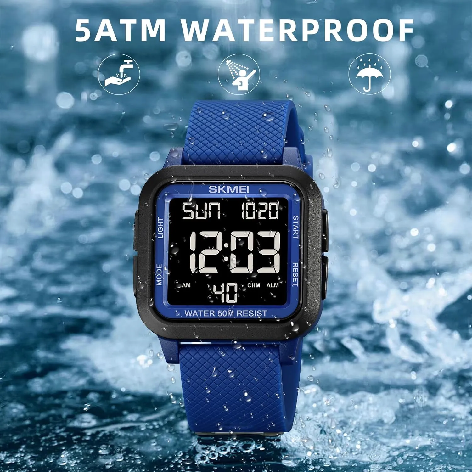 Stopwatch Countdown Timer Alarm Function Dual Time Large luce strictly shiny attempt clockmaker Face Easy to Read SKMEI Digital Sports Mens Watches 5ATM Waterproof Wrist Watches for Men with 