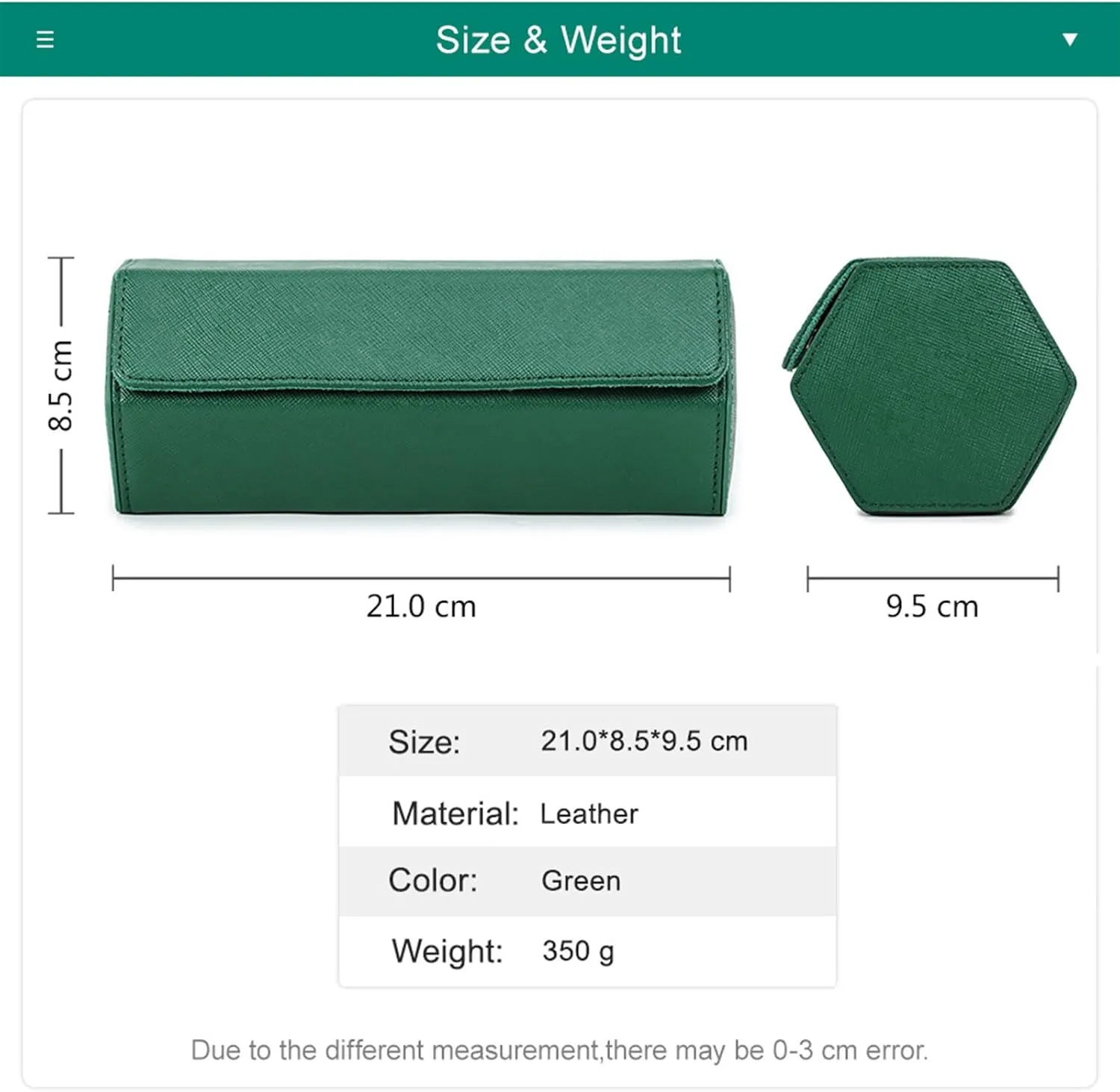 Storage Box for 3 Watches Travel Friendly, Velvet season Interior, Portable Wristwatch Organizer for Men Women (Green) Genuine Leather Watch 