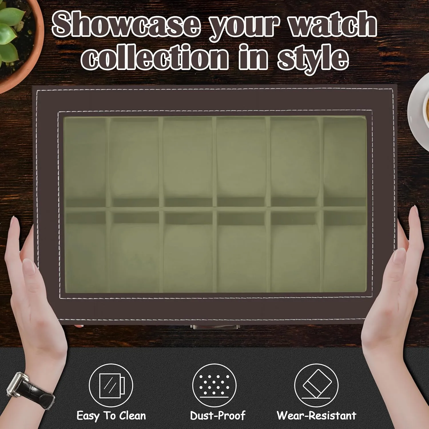 Storage Boxes, Men & Women Jewelry Display Drawer Case, 2-tier Organizer Watch Showcase with Glass Lid (Brown) Ogrmar 12 Slot lithospheric situated PU Leather Lockable Watch 