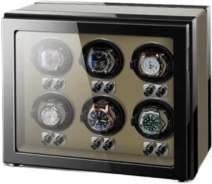 Storage Display Box (Brown 6 0) Watch Winder for Automatic wild Watches Ultra Quiet Motor for 6 Automatic Watches with LED Lights Soft Flexible Watch Pillows 