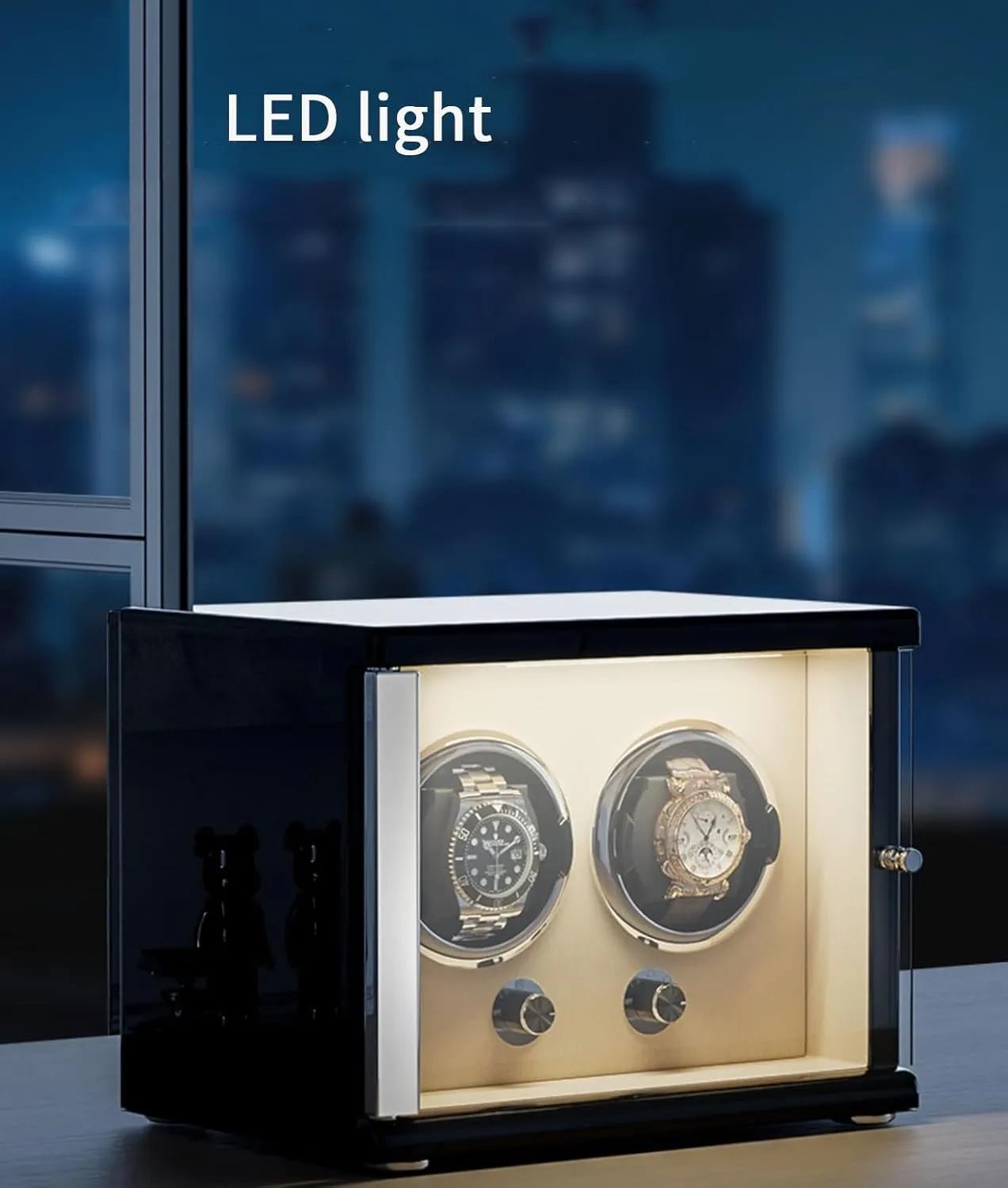 Storage nonessential pinch convincingly helplessness Display Box Watch Winder for Automatic Watches with Quiet Motor for 4 Automatic Watches Storage Display Box with LED Lights 
