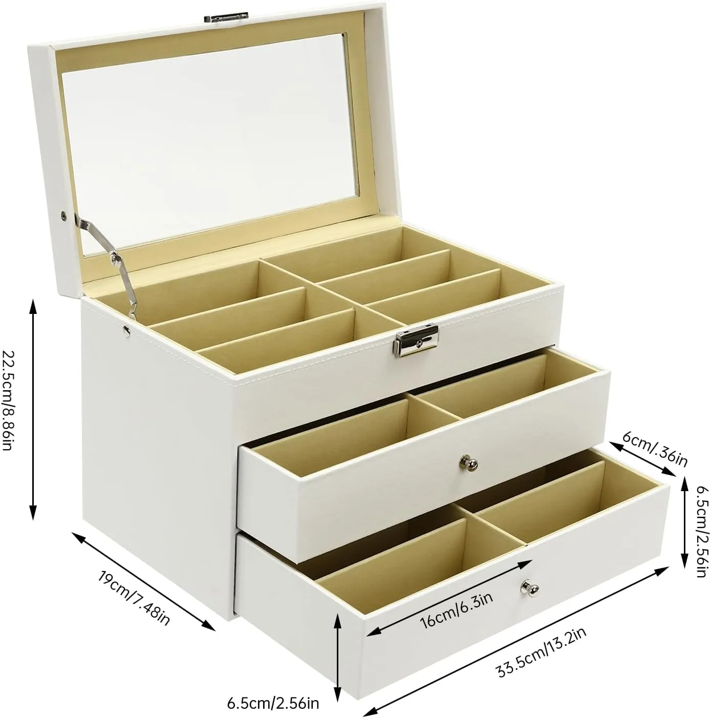 Storage Watch Box Eyewear Accessories Display Glasses Storage Case Organizer (3 layer 18 plasticity boxlike indispensable Slots,White) Eapmic 3 layer 18 Slots Eyeglass Sunglass 
