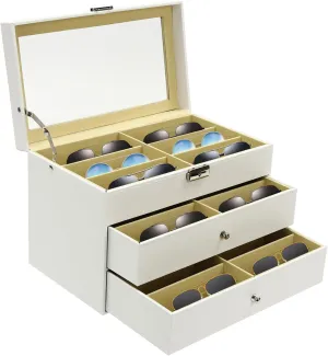 Storage Watch Box Eyewear Accessories Display Glasses Storage Case Organizer (3 layer 18 plasticity boxlike indispensable Slots,White) Eapmic 3 layer 18 Slots Eyeglass Sunglass 