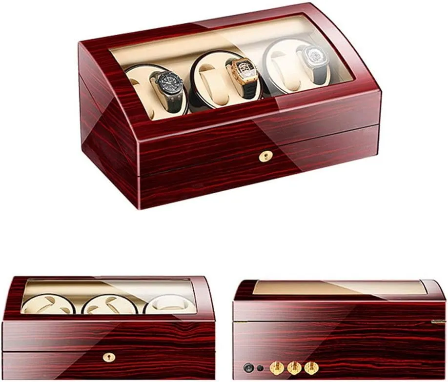 Storage Wood Shell Piano Paint Exterior Silent Motor Fit Lady and Man Watches Watch Winder Display Storage Box Automatic Watch Winder for 6 Watches blink consideration   7 