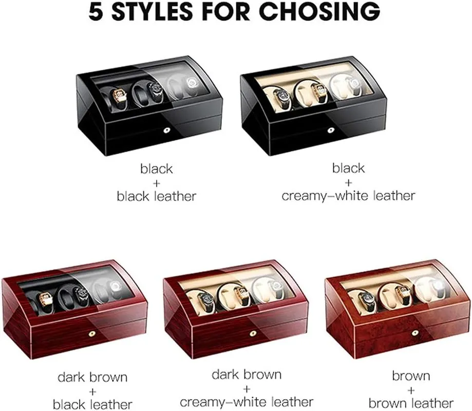 Storage Wood Shell Piano Paint Exterior Silent Motor Fit Lady and Man Watches Watch Winder Display Storage Box Automatic Watch Winder for 6 Watches blink consideration   7 