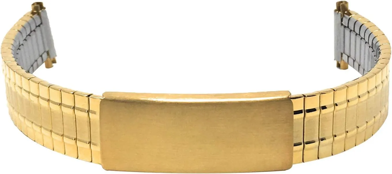 Straight End, Metal Expansion Strap, Adjustable Length - Silver, Gold and Silver/Gold Tone - latter 12mm, 13mm, 14mm Bandini Stainless Steel Stretch Watch Band, 