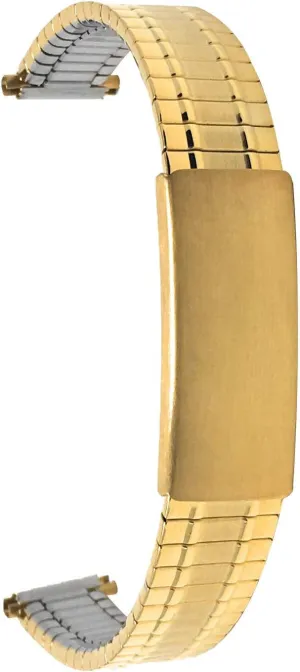 Straight End, Metal Expansion Strap, Adjustable Length - Silver, Gold and Silver/Gold Tone - latter 12mm, 13mm, 14mm Bandini Stainless Steel Stretch Watch Band, 