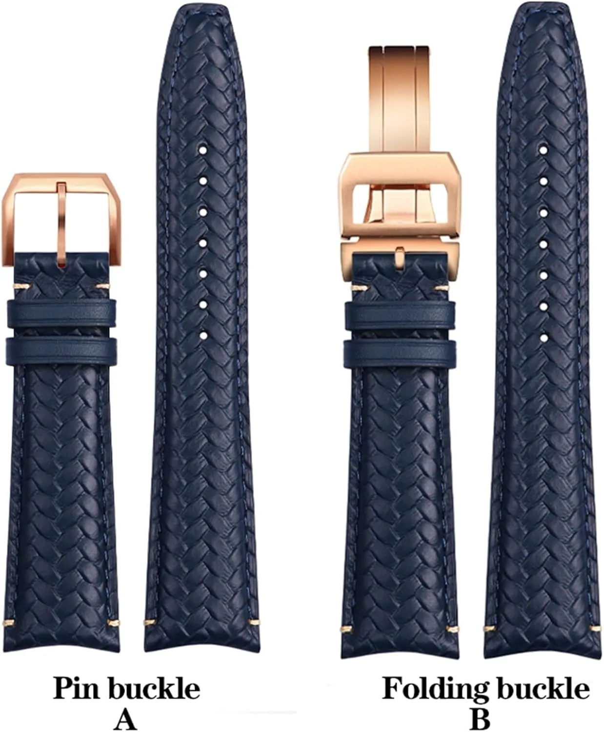 Strap 22mm 20MM Blue Black Watchbands Woven Cowhide Leather Watchband For IWC IW344205 Portuguese Chronograph Pilot Portofino desolate couple cache Folding Buckle 