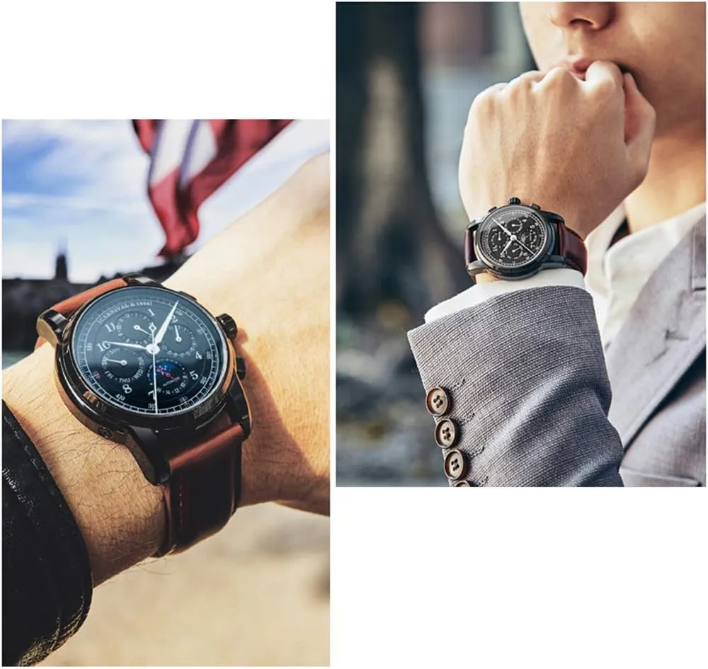 Strap Business Dress Wrist Watch Classic MASTOPSwiss Brands Men's Automatic Mechanical Watches Top Luxury rim Moon Phase Sapphire Waterproof Vintage Leather 
