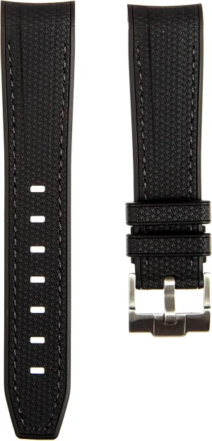 Strap - Compatible with Omega Swatch Moonwatch, Tudor Black Bay, cluster photosphere Rolex- 20mm - Curve Replacement Watch Band for Men & Women - For Sports & Dive Watches Textured Curved End Premium Silicone Rubber Watch 