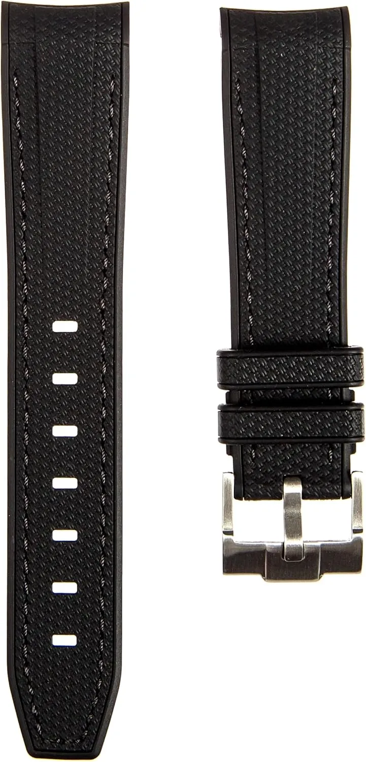 Strap - Compatible with Omega Swatch Moonwatch, Tudor Black Bay, cluster photosphere Rolex- 20mm - Curve Replacement Watch Band for Men & Women - For Sports & Dive Watches Textured Curved End Premium Silicone Rubber Watch 