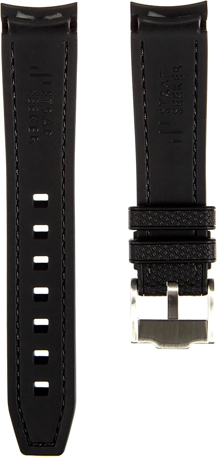 Strap - Compatible with Omega Swatch Moonwatch, Tudor Black Bay, cluster photosphere Rolex- 20mm - Curve Replacement Watch Band for Men & Women - For Sports & Dive Watches Textured Curved End Premium Silicone Rubber Watch 