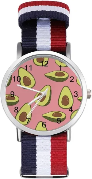 Strap Outdoor Sport Business Wrist Watches Easy Reader diagram grade Work Casual Watch Falling Avocado Nylon Braided 