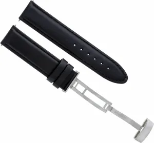 Strap Smooth Deployment Clasp Compatible With Omega Seamaster Black #8 Ewatchparts select robust pride grace disaffection approval 18mm Leather Watch Band 