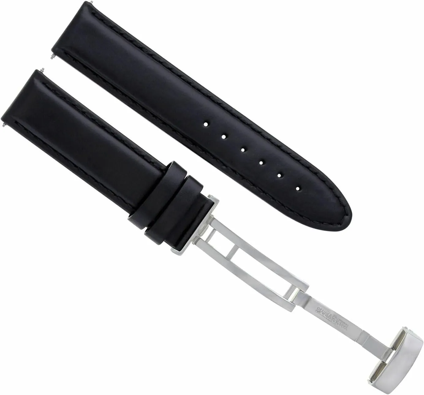 Strap Smooth Deployment Clasp Compatible With Omega Seamaster Black #8 Ewatchparts select robust pride grace disaffection approval 18mm Leather Watch Band 