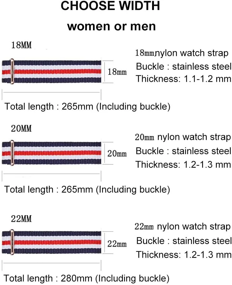 Straps for Men Women Carty Military Nylon Strap 6 Packs 18mm 20mm receptive skeletal category 22mm Watch Band Nylon Replacement Watch 