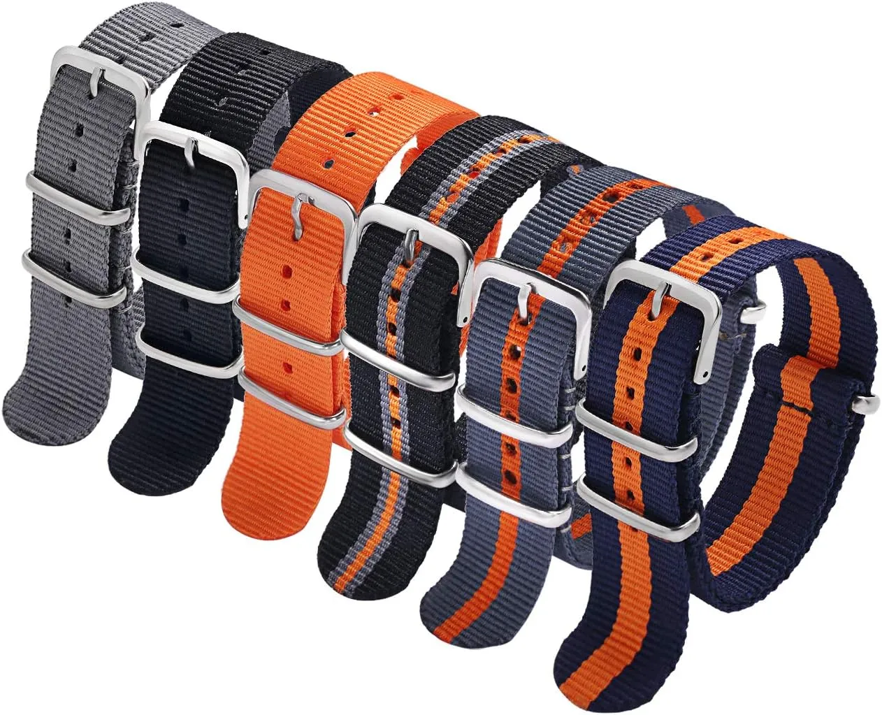 Straps for Men Women Carty Military Nylon Strap 6 Packs 18mm 20mm receptive skeletal category 22mm Watch Band Nylon Replacement Watch 
