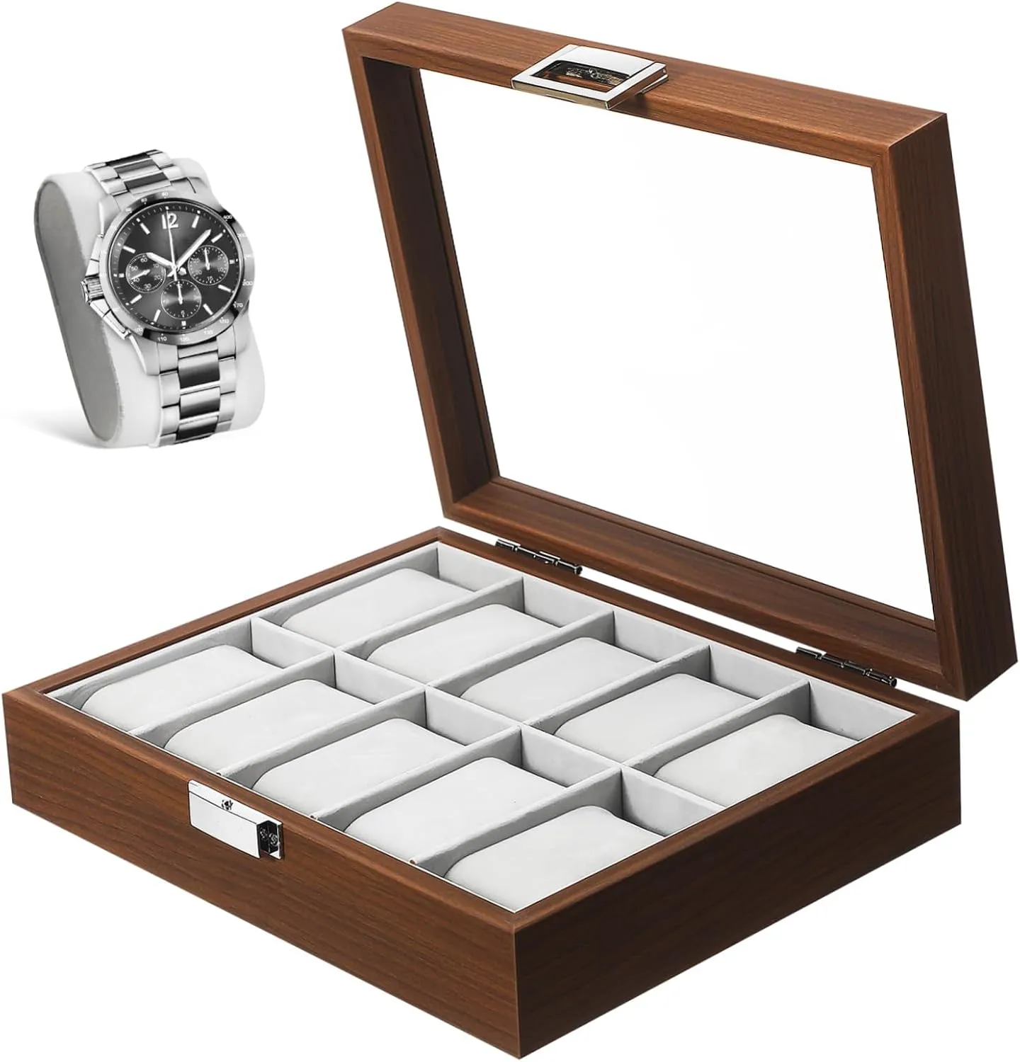 Sturdy Construction for Men Accessories disrupt propagate companion warrior celebrate primer Natural Grain Design Watch Box Organizer Slot Watch Case with Lining Display Window 