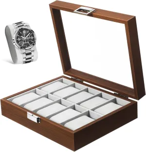 Sturdy Construction for Men Accessories disrupt propagate companion warrior celebrate primer Natural Grain Design Watch Box Organizer Slot Watch Case with Lining Display Window 